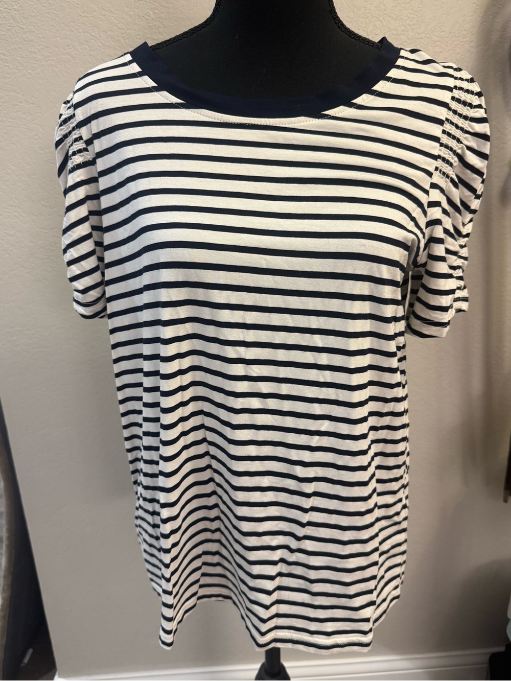 Classic Navy and White Striped Women’s Tee Medium